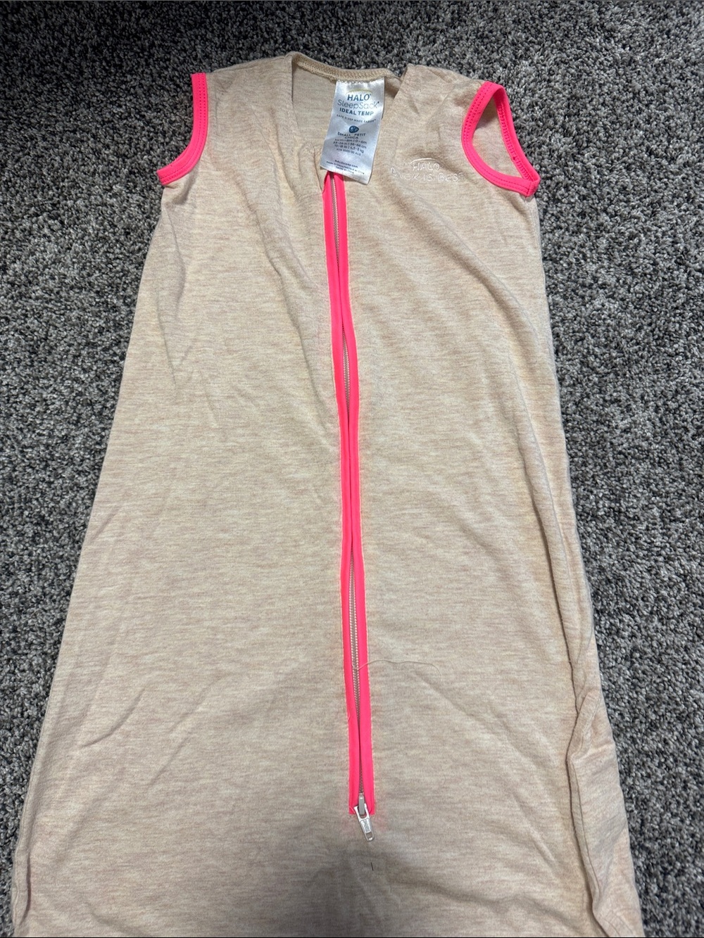 Halo Beige Sleeveless sleep sack with Hot Pink Trim